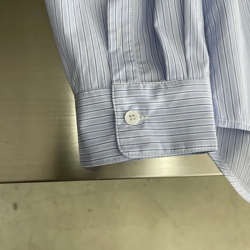 Dior Men Christian Dior Couture Embroidery Shirt Light Blue Striped Cotton Poplin