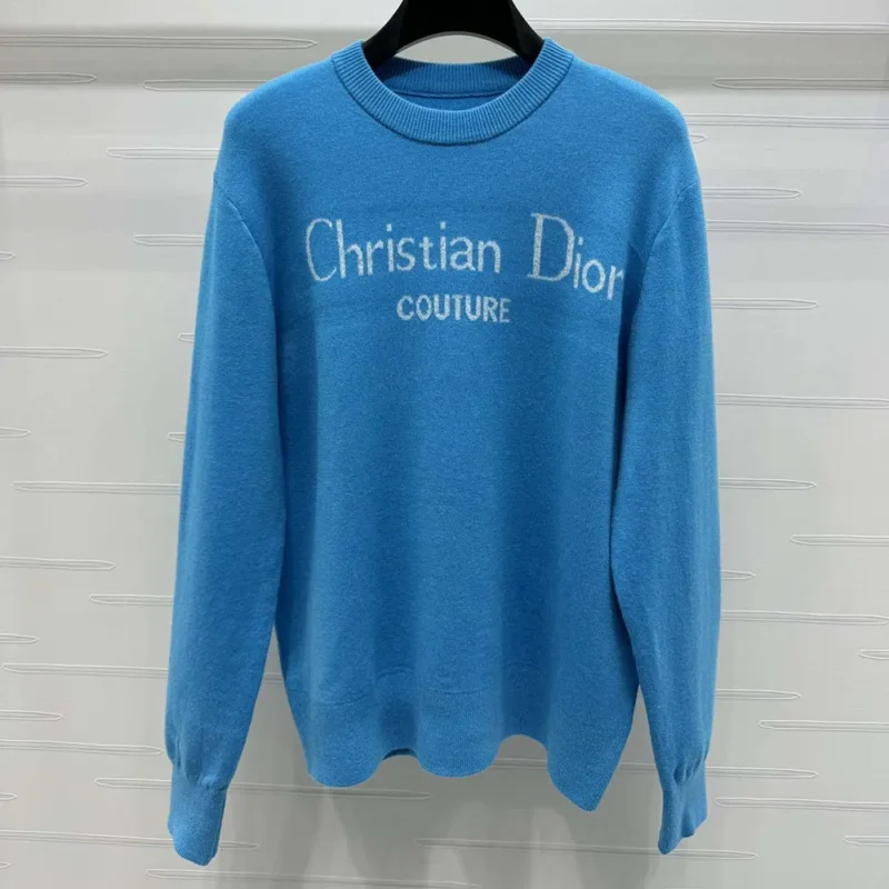 Dior Men Christian Dior Couture Sweater Blue Wool Blend