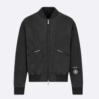 Dior Men DIOR AND STONE ISLAND Bomber Jacket Black Habotai Silk Blend (1)