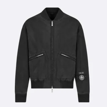 Dior Men DIOR AND STONE ISLAND Bomber Jacket Black Habotai Silk Blend