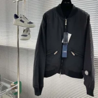 Dior Men DIOR AND STONE ISLAND Bomber Jacket Black Habotai Silk Blend (1)