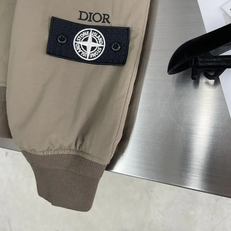 Dior Men DIOR AND STONE ISLAND Bomber Jacket Brown Habotai Silk Blend