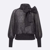 Dior Women Ascot Sweater Black Mohair Alpaca and Silk Blend Knit (1)