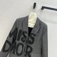 Dior Women Blazer Gray End-on-End Virgin Wool with Black Miss Dior Graffiti Motif (1)