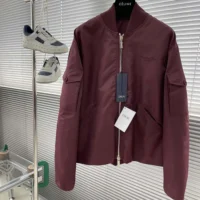 Dior Women Christian Dior Couture Bomber Jacket Burgundy Technical Fabric (1)