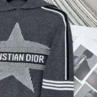 Dior Women DiorAlps Mock Neck Sweater Gray Virgin Wool and Cashmere Knit with White Dior Star Motif (1)