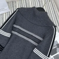 Dior Women DiorAlps Mock Neck Sweater Gray Virgin Wool and Cashmere Knit with White Dior Star Motif (1)