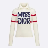 Dior Women DiorAlps Mock Neck Sweater White Virgin Wool and Cashmere Knit (1)