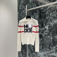 Dior Women DiorAlps Mock Neck Sweater White Virgin Wool and Cashmere Knit (1)