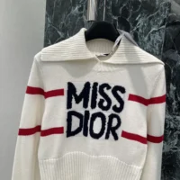 Dior Women DiorAlps Mock Neck Sweater White Virgin Wool and Cashmere Knit (1)