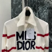 Dior Women DiorAlps Mock Neck Sweater White Virgin Wool and Cashmere Knit (1)