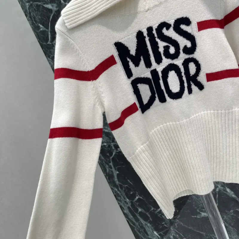 Dior Women DiorAlps Mock Neck Sweater White Virgin Wool and Cashmere Knit