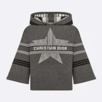 Dior Women DiorAlps Three-Quarter Sleeve Hooded Sweater Gray Wool (1)