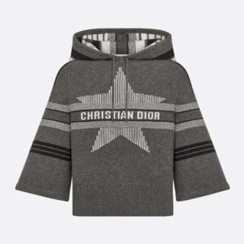 Dior Women DiorAlps Three-Quarter Sleeve Hooded Sweater Gray Wool