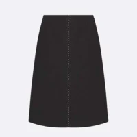 Dior Women Embroidered Skirt Black Wool and Silk (1)