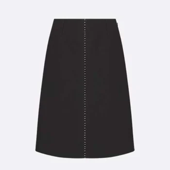 Dior Women Embroidered Skirt Black Wool and Silk