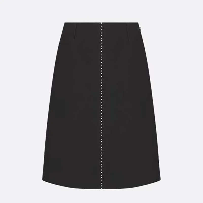 Dior Women Embroidered Skirt Black Wool and Silk