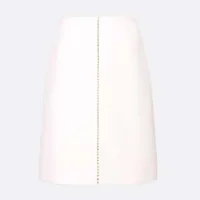 Dior Women Embroidered Skirt White Wool and Silk