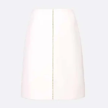 Dior Women Embroidered Skirt White Wool and Silk