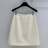 Dior Women Embroidered Skirt White Wool and Silk (1)