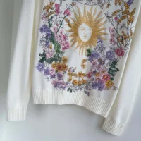 Dior Women Embroidered Sweater White Cashmere Knit with Multicolor Dior 4 Saisons Été Motif (1)