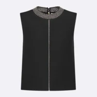 Dior Women Embroidered Top Black Wool and Silk (1)