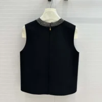 Dior Women Embroidered Top Black Wool and Silk (1)