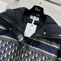 Dior Women Reversible Cropped Puffer Jacket Blue and Ecru Dior Oblique Quilted Technical Taffeta (1)