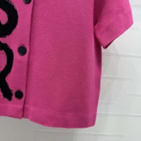 Dior Women Short-Sleeved Jacket Fuchsia Technical Knit with Black Miss Dior Graffiti Motif (1)