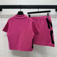 Dior Women Short-Sleeved Jacket Fuchsia Technical Knit with Black Miss Dior Graffiti Motif (1)