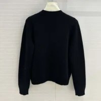 Dior Women Sweater Black Cashmere and Silk Knit with White Miss Dior Graffiti Motif (1)