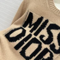 Dior Women Sweater Pale Pink Cashmere and Silk Knit with Black Miss Dior Graffiti Motif (1)