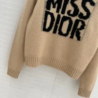 Dior Women Sweater Pale Pink Cashmere and Silk Knit with Black Miss Dior Graffiti Motif (1)