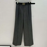 Dior Women Wide-Leg Pants Gray End-on-End Virgin Wool (1)