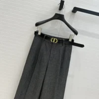 Dior Women Wide-Leg Pants Gray End-on-End Virgin Wool (1)