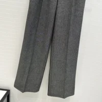 Dior Women Wide-Leg Pants Gray End-on-End Virgin Wool (1)