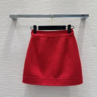 Dior Women Wrap Miniskirt Red Virgin Wool and Cotton Bouclé Blend (1)