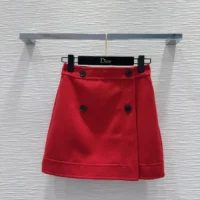 Dior Women Wrap Miniskirt Red Virgin Wool and Cotton Bouclé Blend (1)