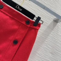 Dior Women Wrap Miniskirt Red Virgin Wool and Cotton Bouclé Blend (1)