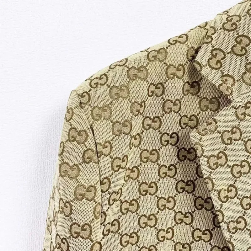 Gucci Men Wool Jacket with GG Shadow-Beige