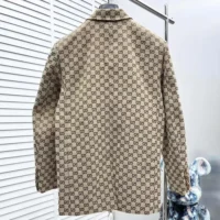 Gucci Men Wool Jacket with GG Shadow-GrayBeige (1)