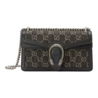 Gucci Women Dionysus GG Small Rectangular Bag Black GG Supreme Canvas (1)