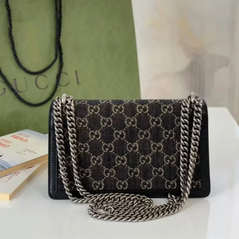 Gucci Women Dionysus GG Small Rectangular Bag Black GG Supreme Canvas