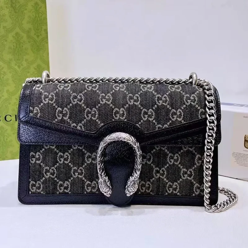 Gucci Women Dionysus GG Small Rectangular Bag Black GG Supreme Canvas