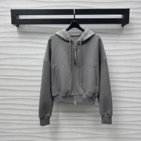 Louis Vuitton Men Monogram Accent Knit Hoodie-Grey 1AGCI2 (1)