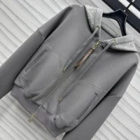 Louis Vuitton Men Monogram Accent Knit Hoodie-Grey 1AGCI2 (1)