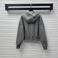 Louis Vuitton Men Monogram Accent Knit Hoodie-Grey 1AGCI2 (1)