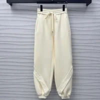 Louis Vuitton Men Monogram Accent Knit Jogging Pants-Milky White 1AGCJE (1)