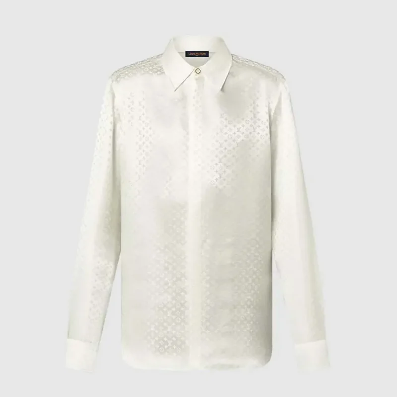 Louis Vuitton Men Monogram Long-Sleeved Silk Shirt 1AFJUE