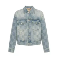 Louis Vuitton Women Damier Washed Denim Jacket-Blue 1AFHUC (1)